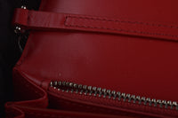 Red Plain Leather Double T Crossbody