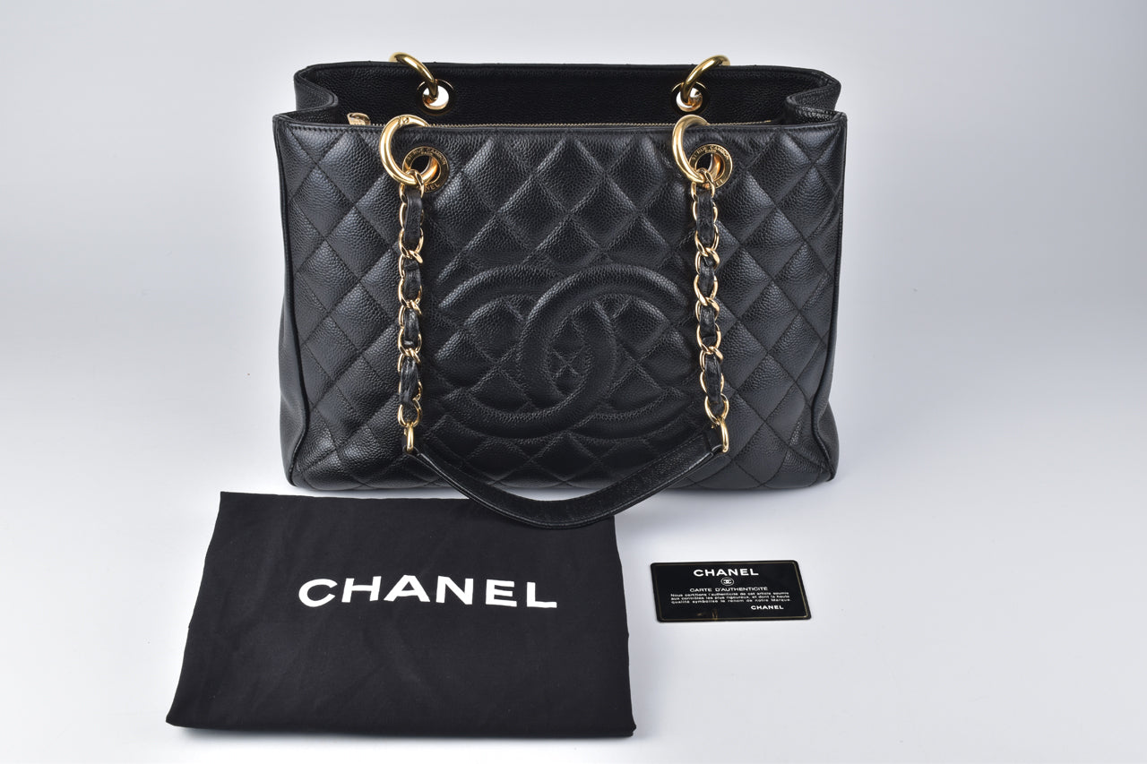 CHANEL GST Grand Shopper Tote Black Caviar Leather GHW Bag