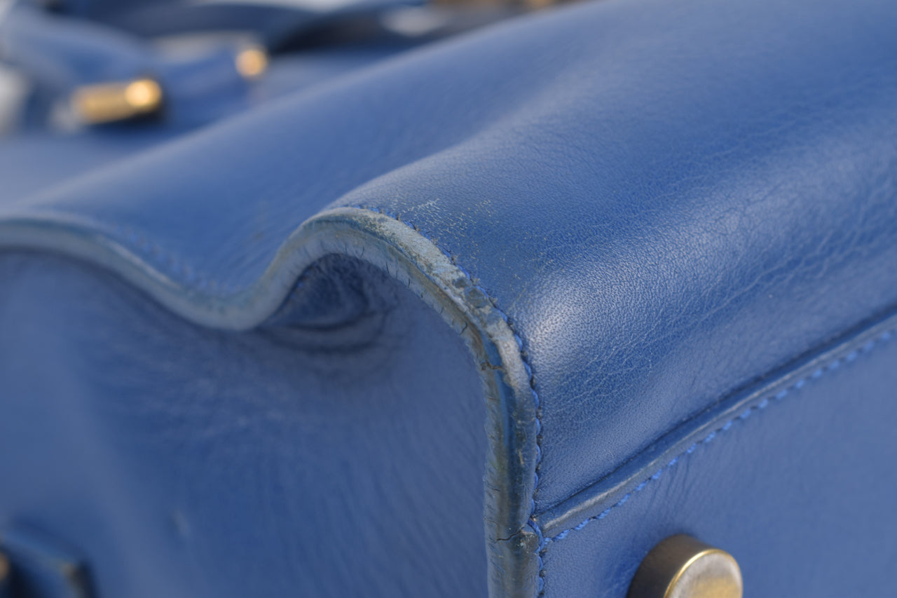 Blue Calfskin Leather Baby Monogram Cabas Bag