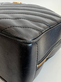 Vintage Black Lambskin Chevron Quilted Camera Case Bag