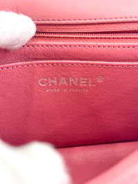 A69900 Pink Mini Classic Rectangular Quilted Lambskin Flap Bag in SHW