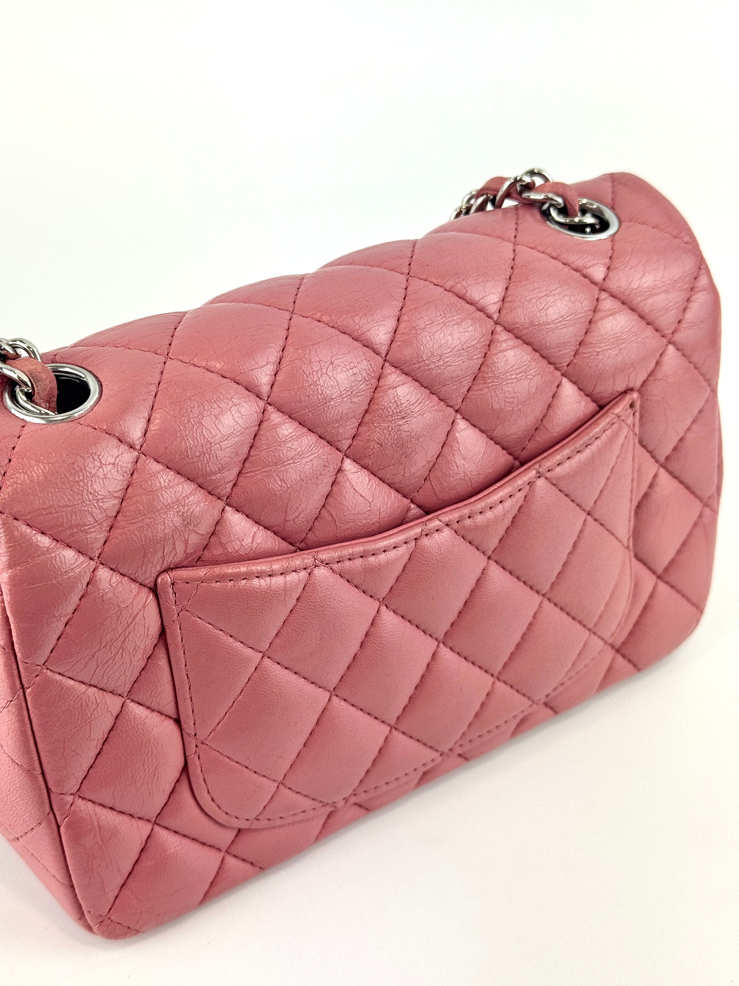 A69900 Pink Mini Classic Rectangular Quilted Lambskin Flap Bag in SHW