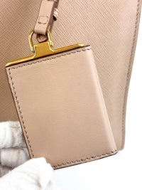 1BA046 Saffiano City Calf Esplanade Beige Medium Tote - Glampot