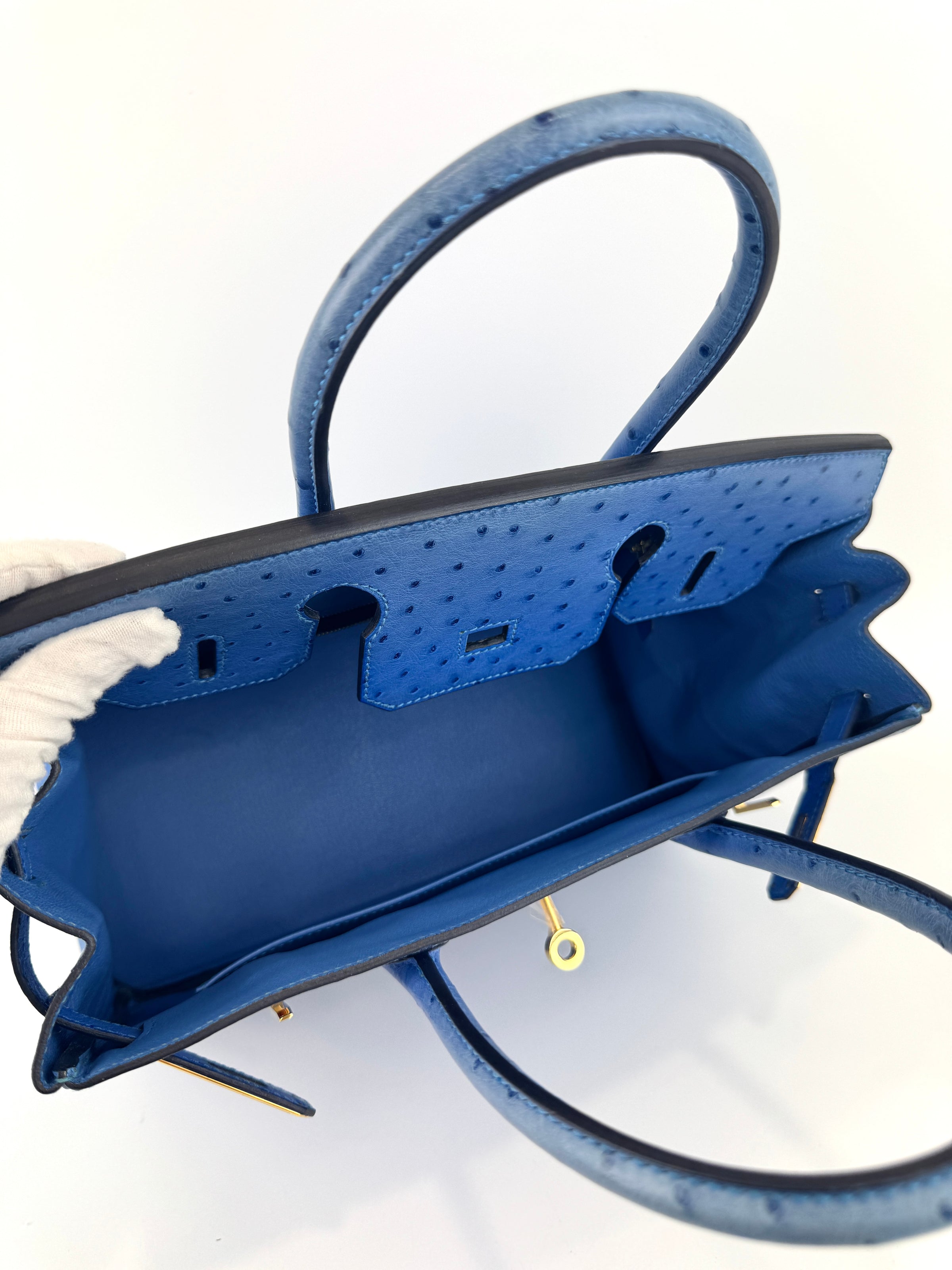 Birkin 30 Ostrich Bleuet GHW - Glampot
