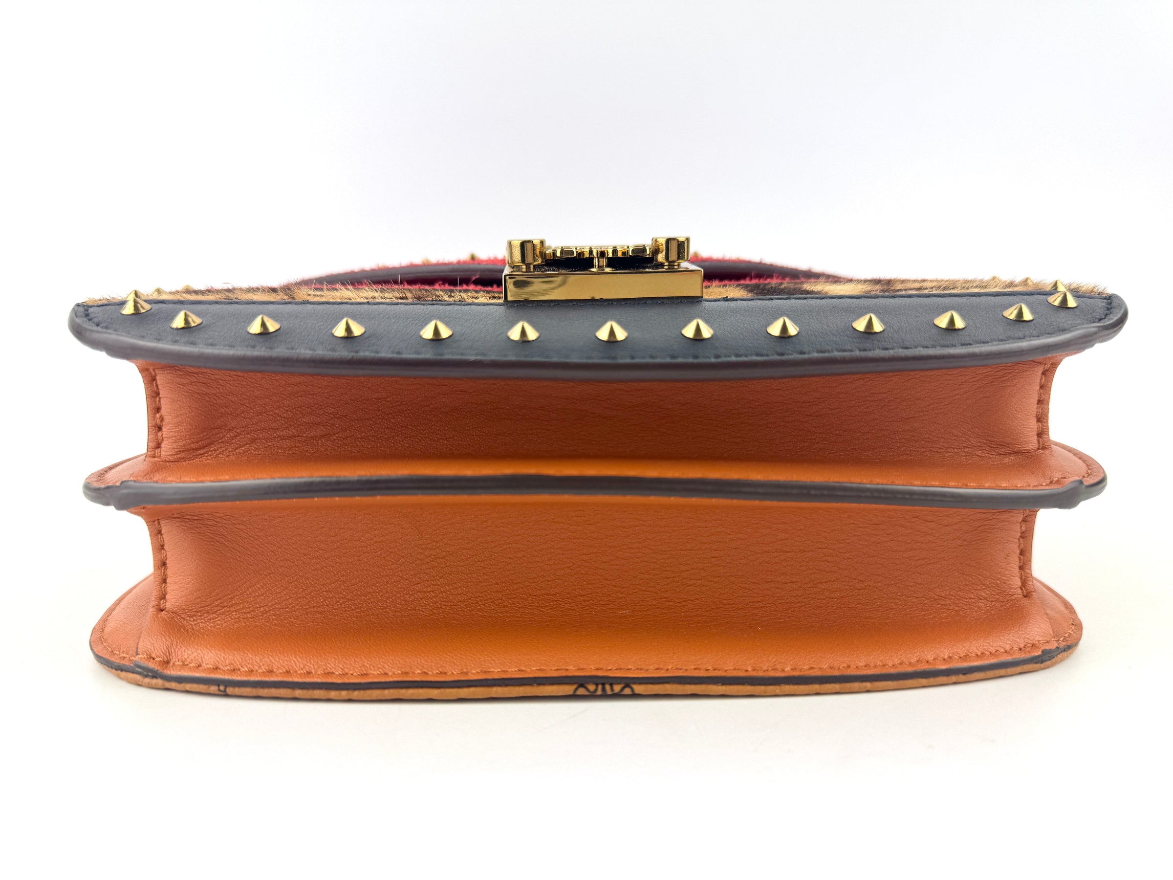 Suede Calf Hair Visetos Patricia Crossbody Bag Cognac Multicolor