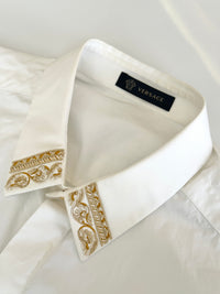 White Baroque Embroidered Collars Shirt Size 41 - Glampot