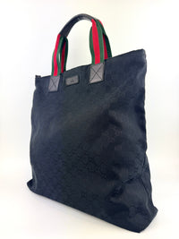 131233 GG Black Canvas Web Shopping Tote