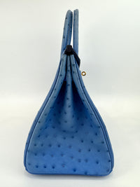 Birkin 30 Ostrich Bleuet GHW - Glampot