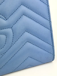GG Marmont Matelasse Leather Chain Wallet in Light Blue - Glampot