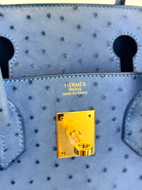 Birkin 30 Ostrich Bleuet GHW - Glampot