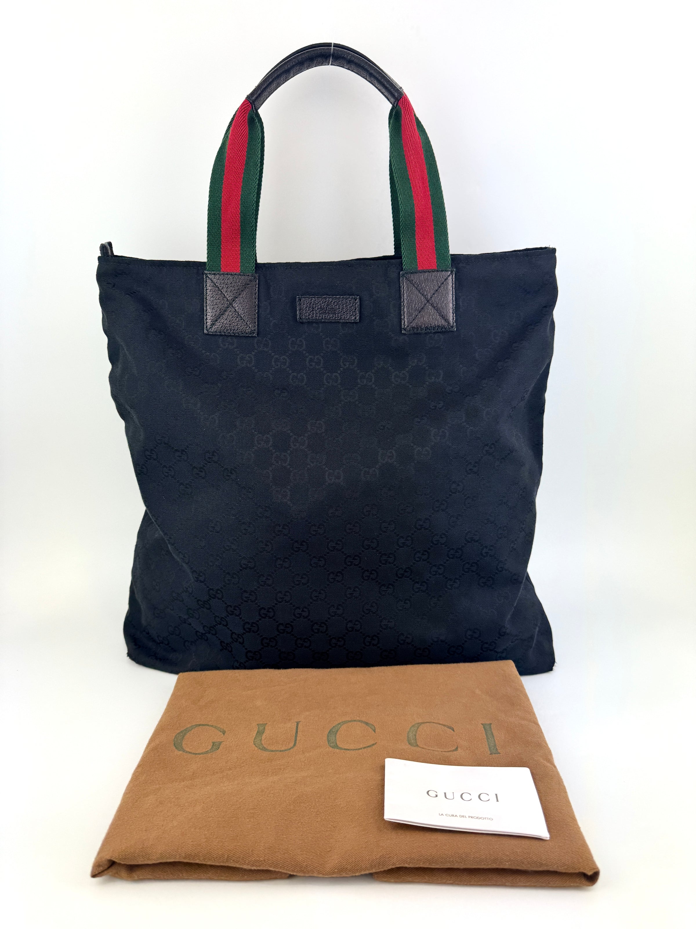 131233 GG Black Canvas Web Shopping Tote