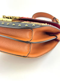 Suede Calf Hair Visetos Patricia Crossbody Bag Cognac Multicolor