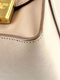 1BA046 Saffiano City Calf Esplanade Beige Medium Tote - Glampot