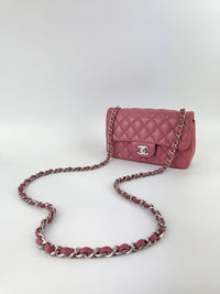 A69900 Pink Mini Classic Rectangular Quilted Lambskin Flap Bag in SHW