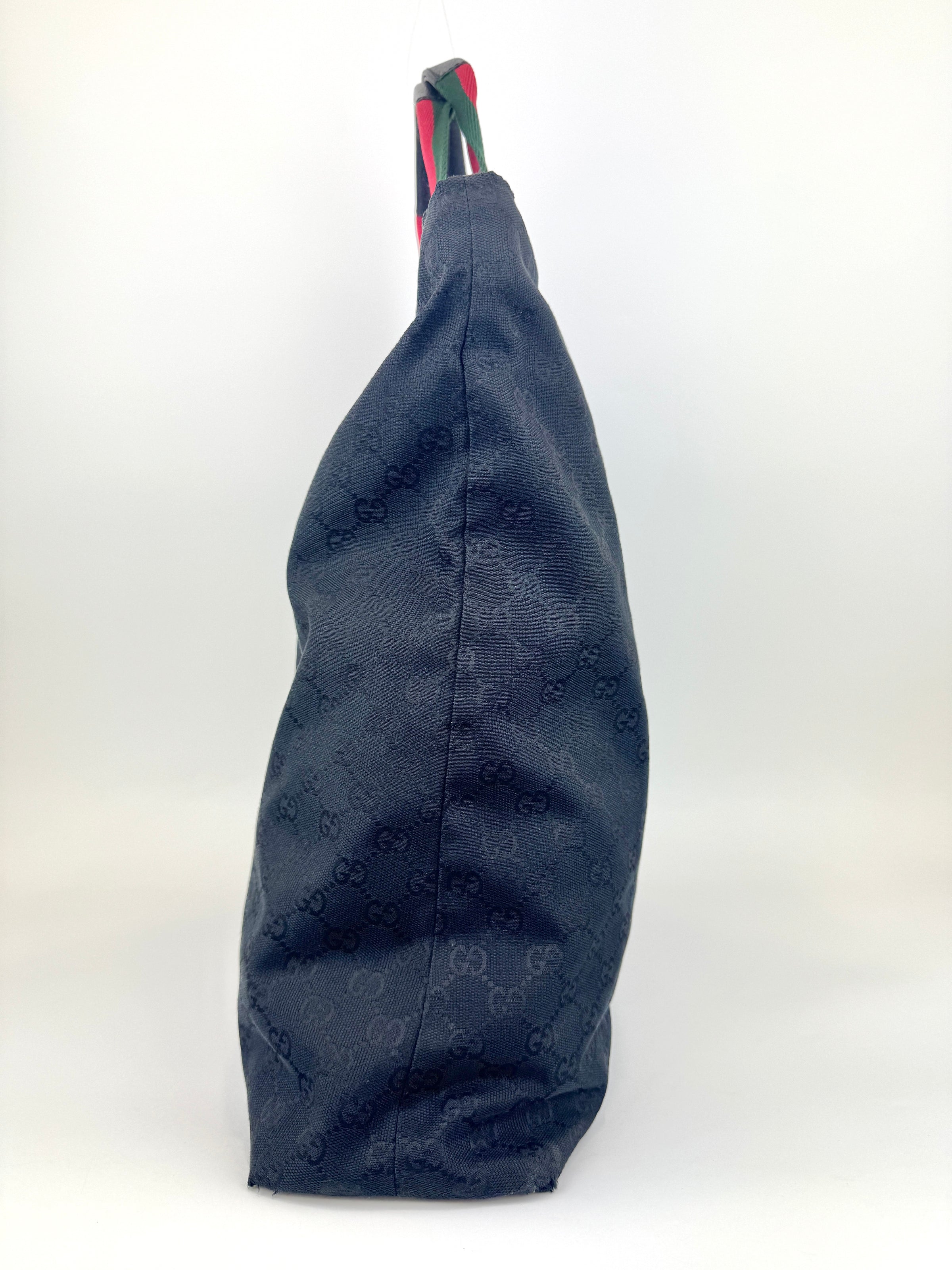 131233 GG Black Canvas Web Shopping Tote