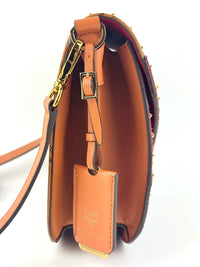 Suede Calf Hair Visetos Patricia Crossbody Bag Cognac Multicolor