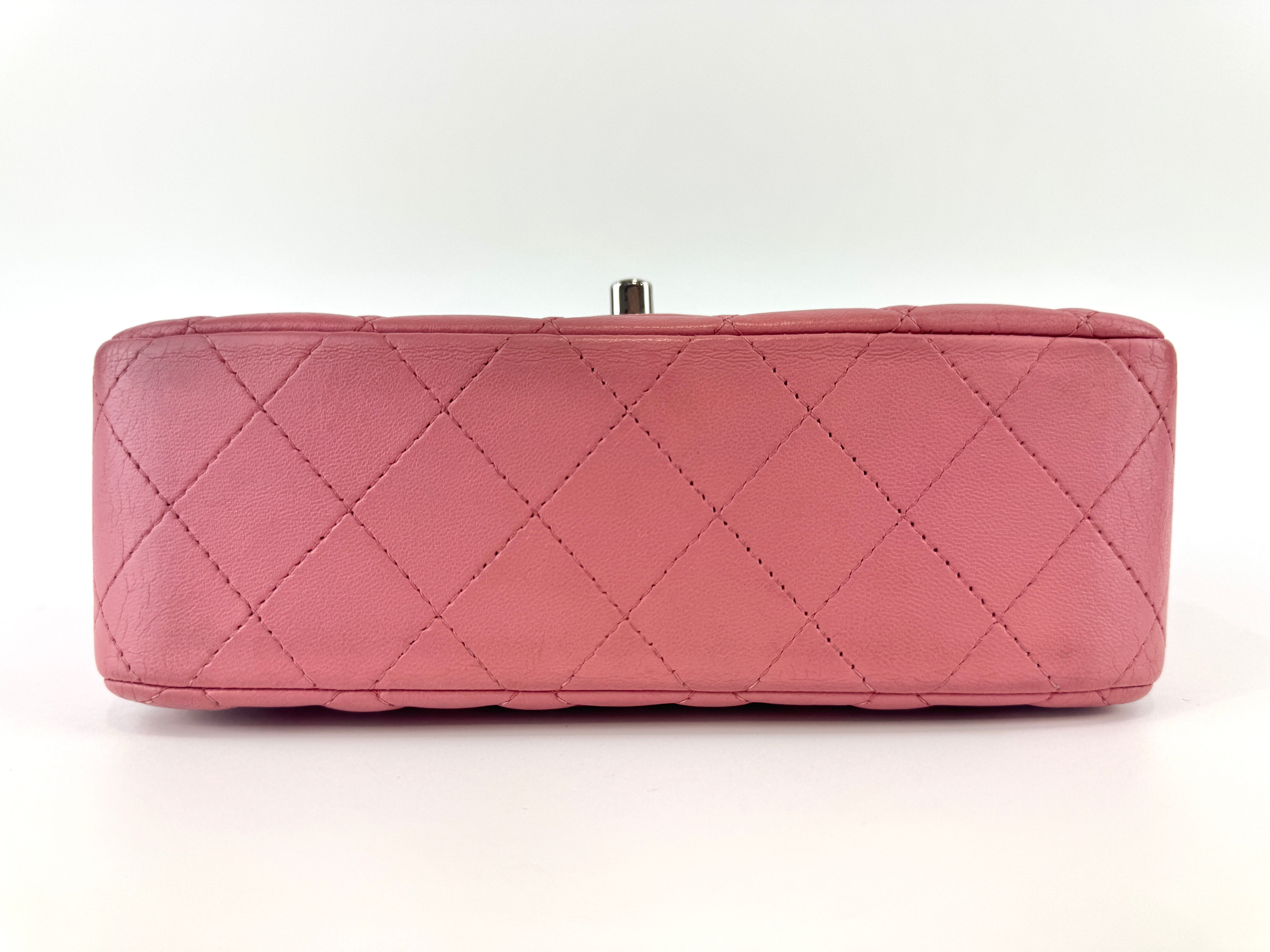 Chanel A69900 Pink Mini Classic Rectangular Flap Bag SHW | Glampot