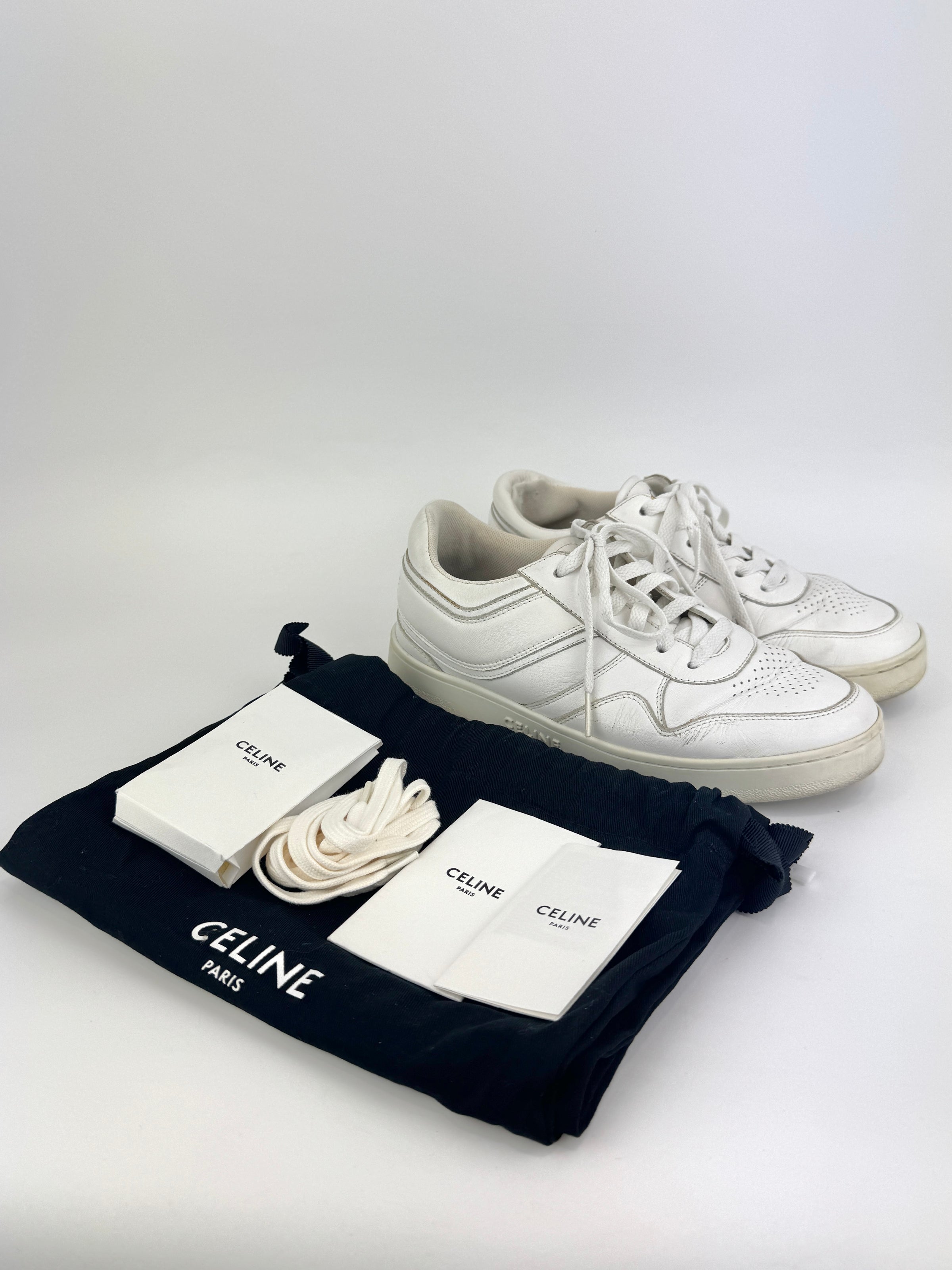 Trainer Low Lace-Up Sneaker In Calfskin Optic White Size 37