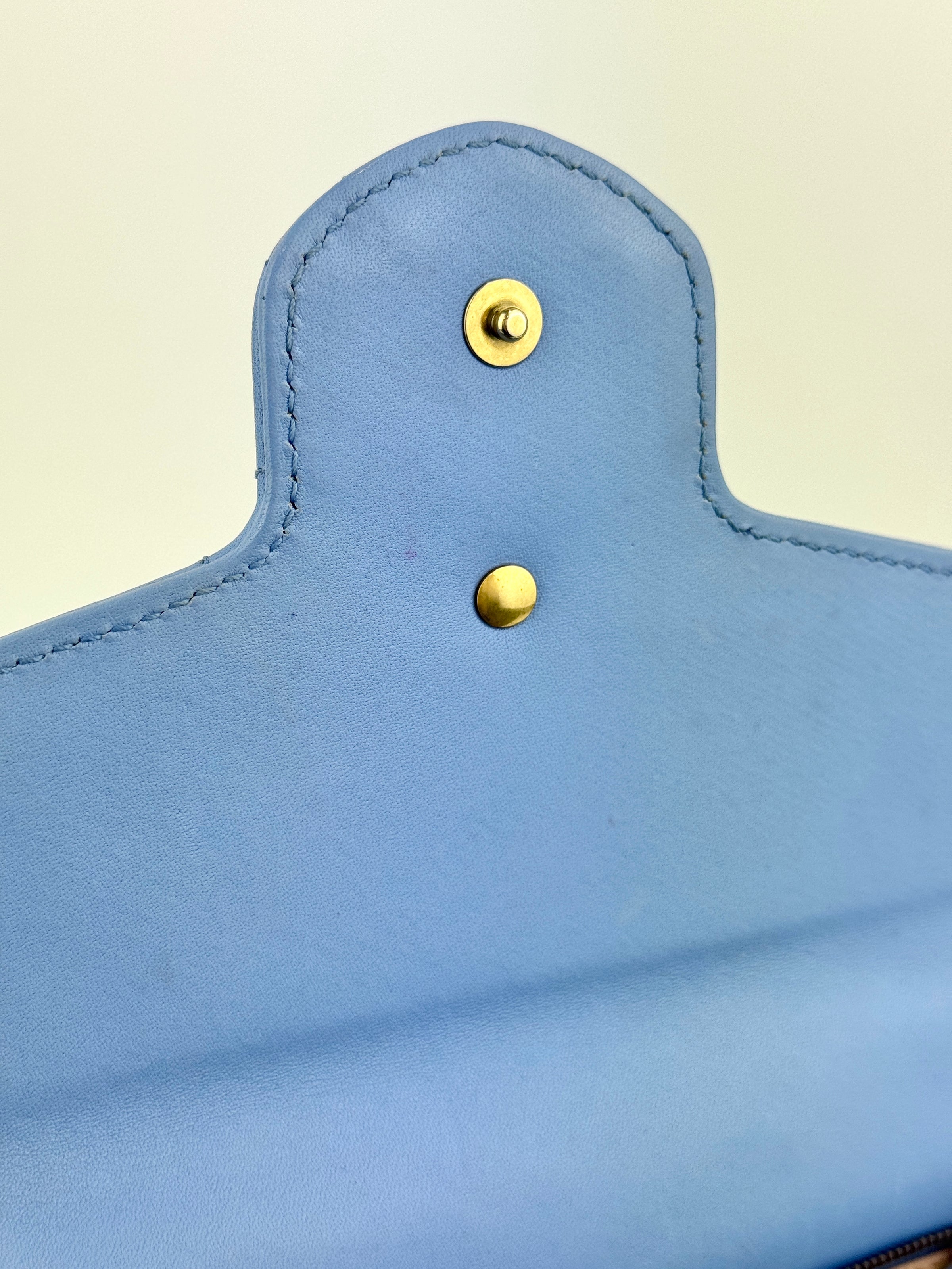 GG Marmont Matelasse Leather Chain Wallet in Light Blue - Glampot