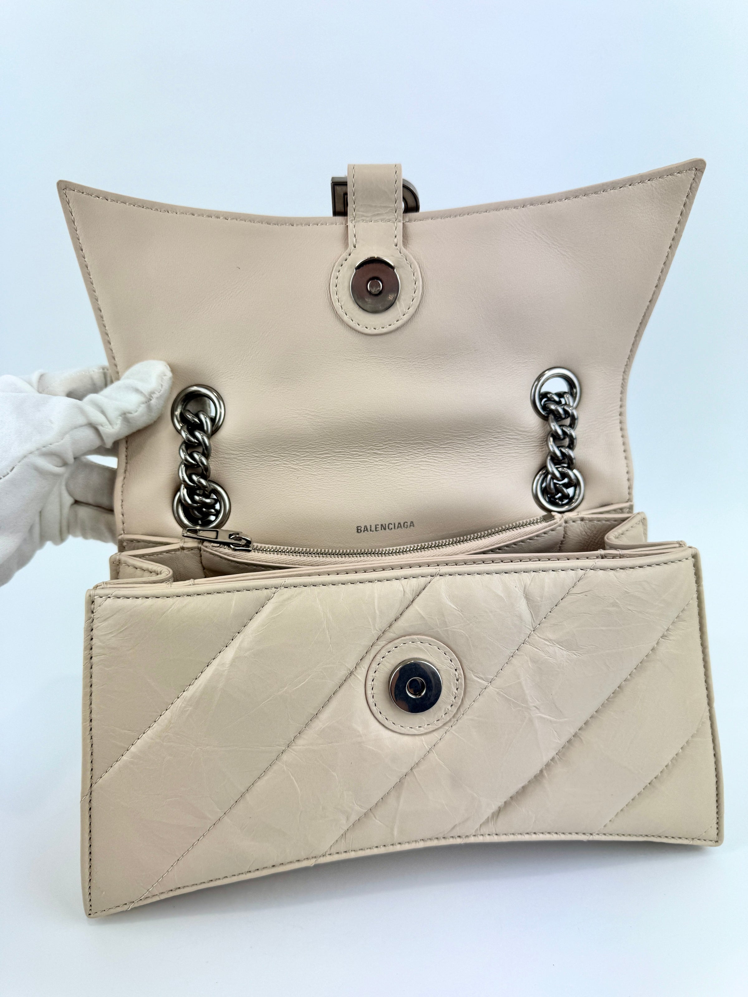 Balenciaga Crush Chain Shoulder Bag Beige