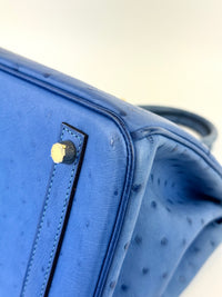 Birkin 30 Ostrich Bleuet GHW - Glampot