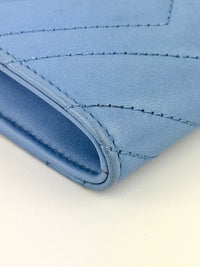 GG Marmont Matelasse Leather Chain Wallet in Light Blue - Glampot