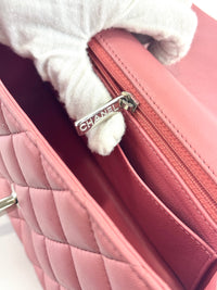 A69900 Pink Mini Classic Rectangular Quilted Lambskin Flap Bag in SHW