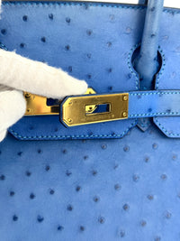 Birkin 30 Ostrich Bleuet GHW - Glampot