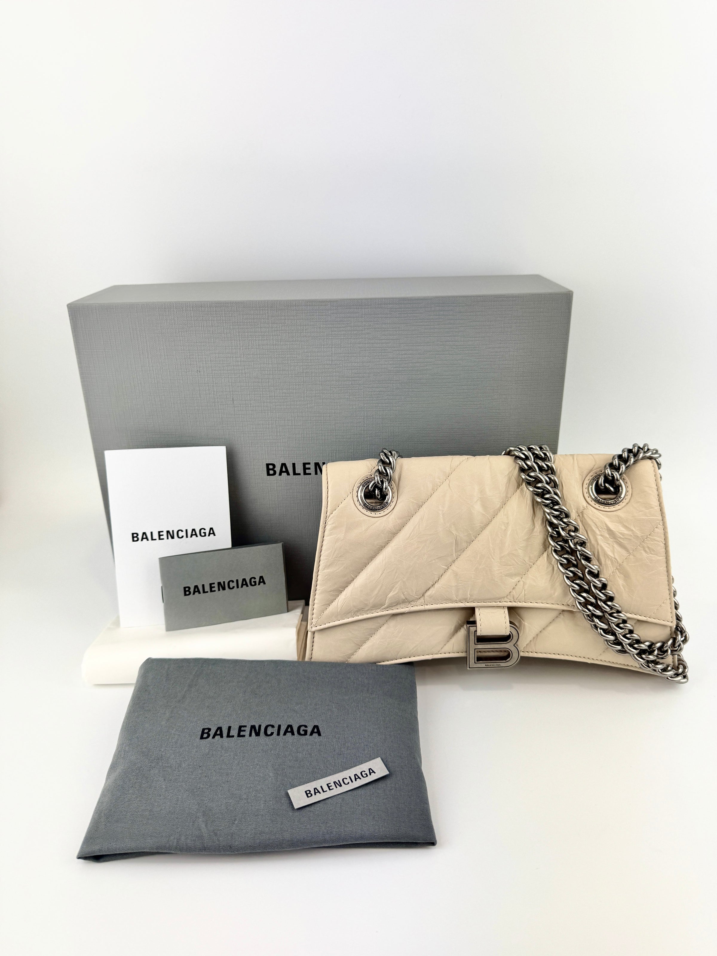 Balenciaga Crush Chain Shoulder Bag Beige