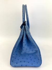 Birkin 30 Ostrich Bleuet GHW - Glampot
