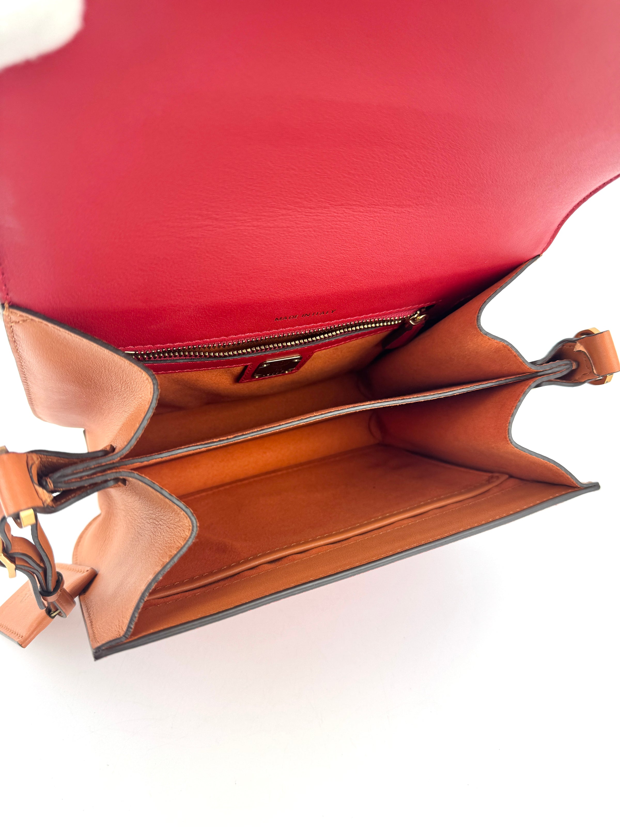Suede Calf Hair Visetos Patricia Crossbody Bag Cognac Multicolor