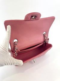 A69900 Pink Mini Classic Rectangular Quilted Lambskin Flap Bag in SHW