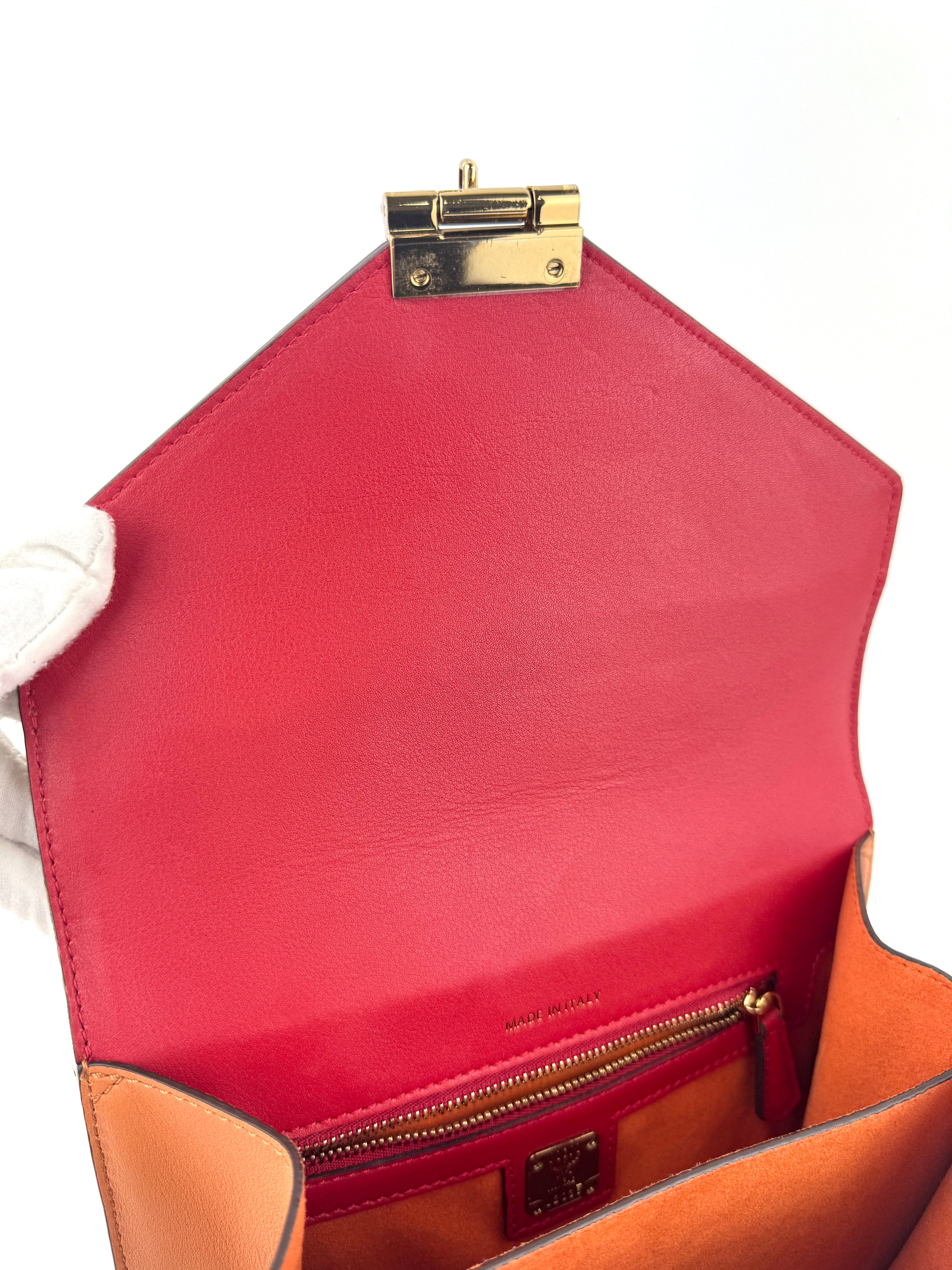Suede Calf Hair Visetos Patricia Crossbody Bag Cognac Multicolor