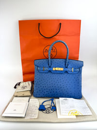 Birkin 30 Ostrich Bleuet GHW - Glampot