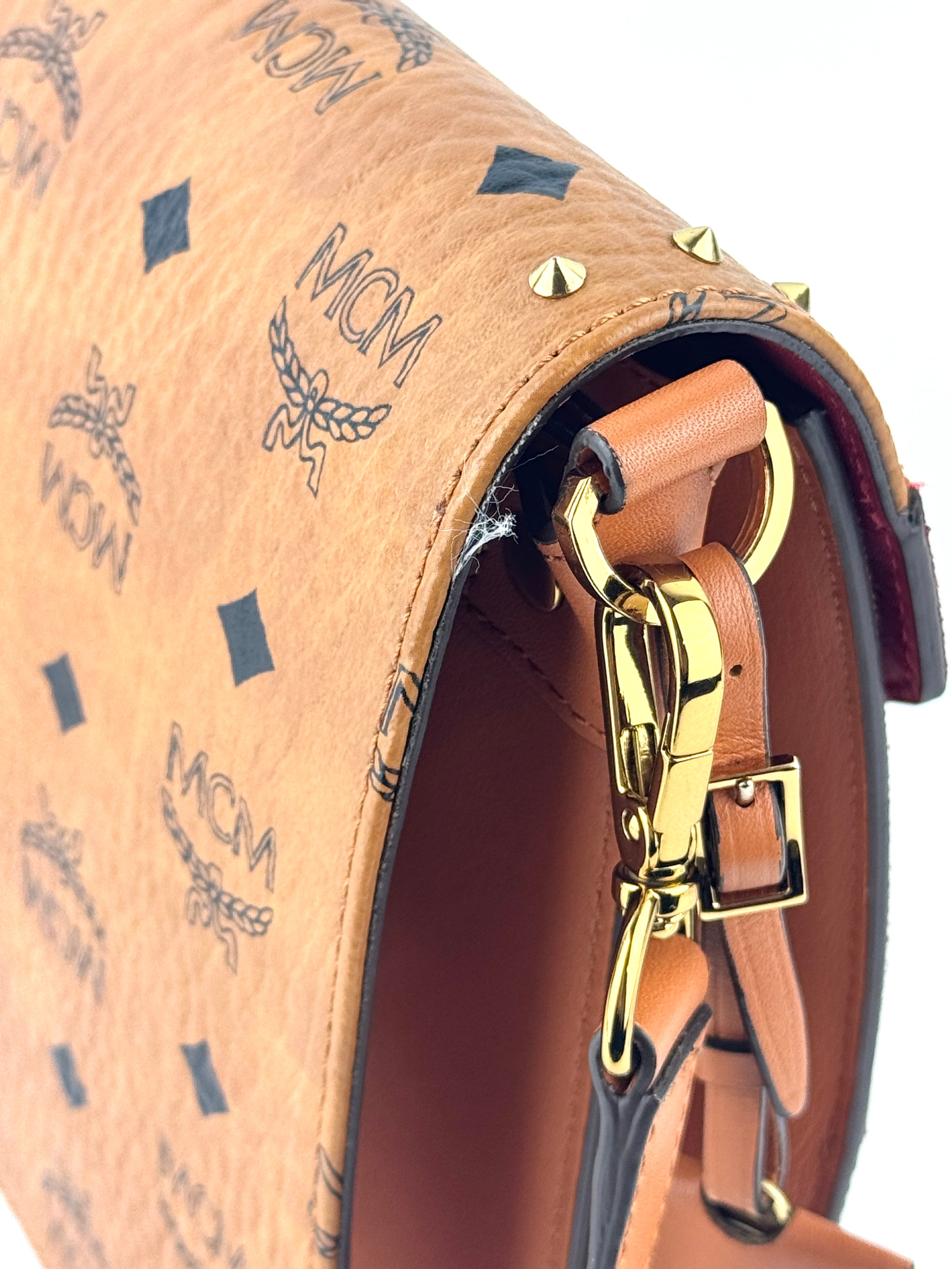 Suede Calf Hair Visetos Patricia Crossbody Bag Cognac Multicolor