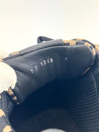 7E1258 FF Motif Lace Up Low 'Almond Black' Techno Fabric Size US 9