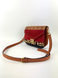Suede Calf Hair Visetos Patricia Crossbody Bag Cognac Multicolor