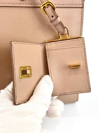 1BA046 Saffiano City Calf Esplanade Beige Medium Tote - Glampot