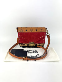 Suede Calf Hair Visetos Patricia Crossbody Bag Cognac Multicolor