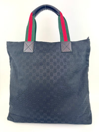 131233 GG Black Canvas Web Shopping Tote