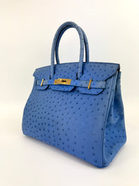 Birkin 30 Ostrich Bleuet GHW - Glampot