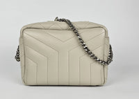 Calfskin Y Quilted Monogram Small LouLou Bowling Bag Ivory