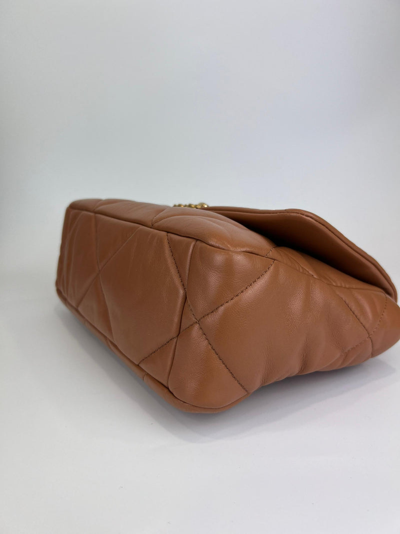 Handbag in Caramel Brown with Gold-Tone, Silver-Tone & Ruthenium-Finish Metal