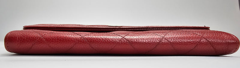 Red Quilted Caviar L Flap Gusset Wallet SHW