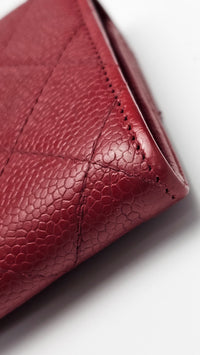 Red Quilted Caviar L Flap Gusset Wallet SHW