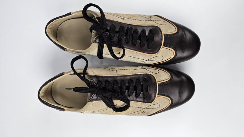 Suede and Leather Sneakers in Brown and Beige