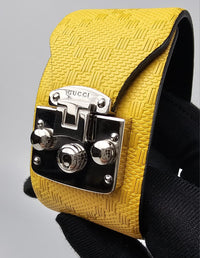 Vintage Yellow Diamante Print Leather Bracelet