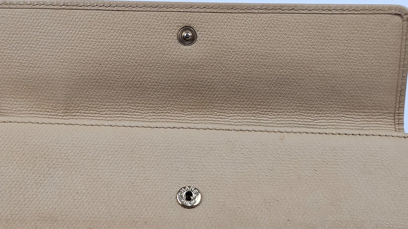 Leather Coco Mark Bi-fold Snap Long Wallet Beige