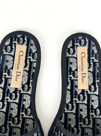 Chez Moi Oblique Jacquard Slides - Blue Sandals