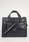 Lion Head Leather Tote in Black